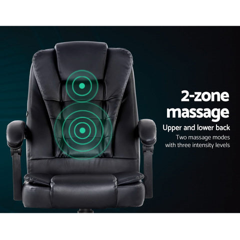 Artiss 2 Point Massage Office Chair PU Leather Black Chez Guru