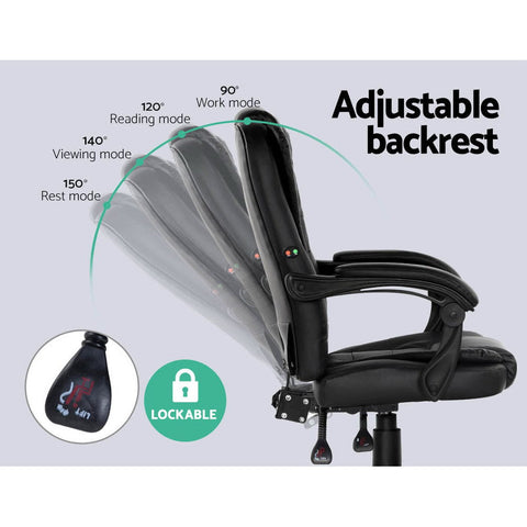 Artiss 2 Point Massage Office Chair PU Leather Black Chez Guru
