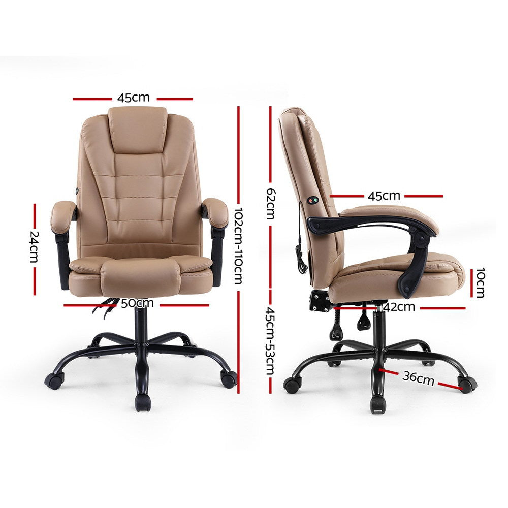 Artiss 2 Point Massage Office Chair PU Leather Espresso Chez Guru