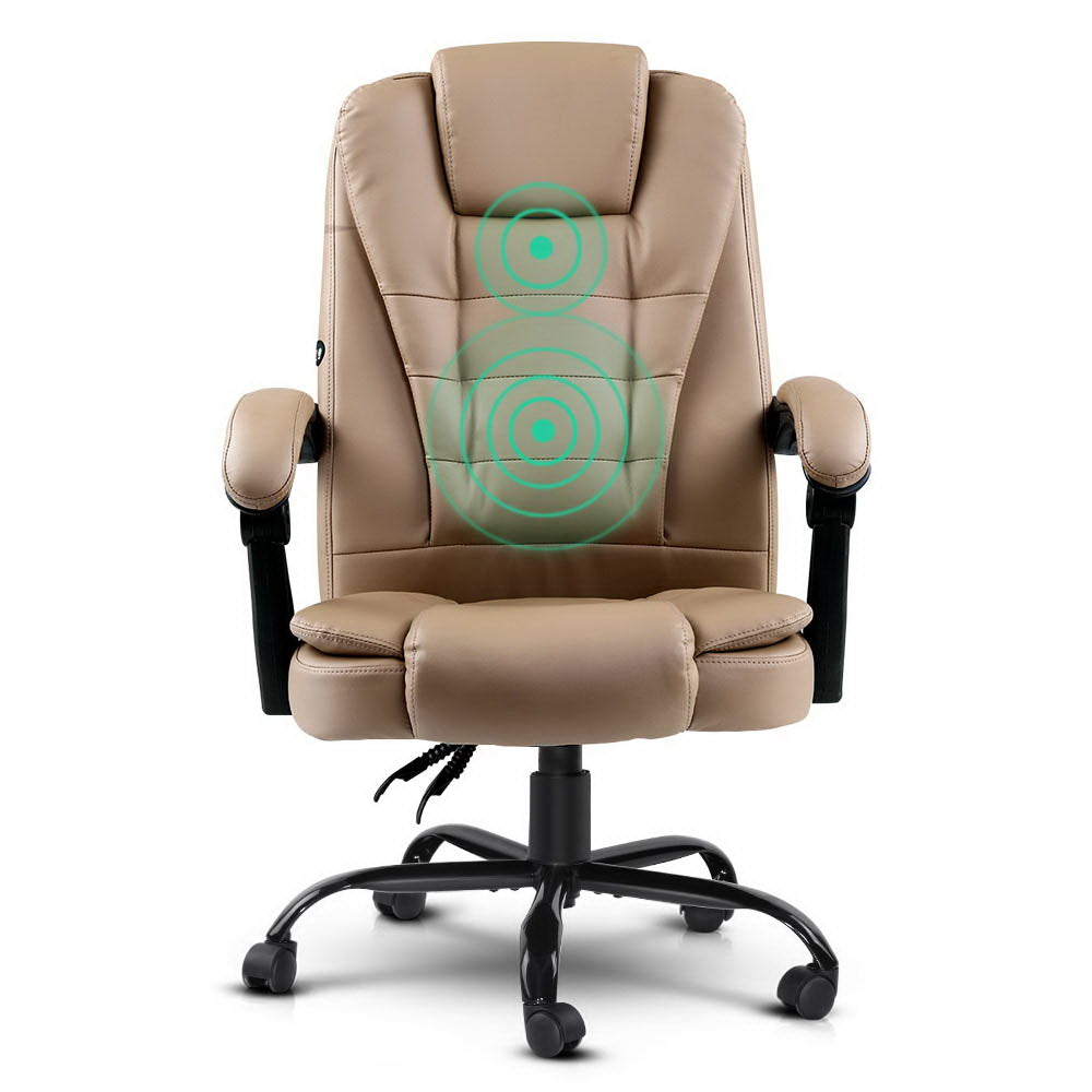 Artiss 2 Point Massage Office Chair PU Leather Espresso Chez Guru