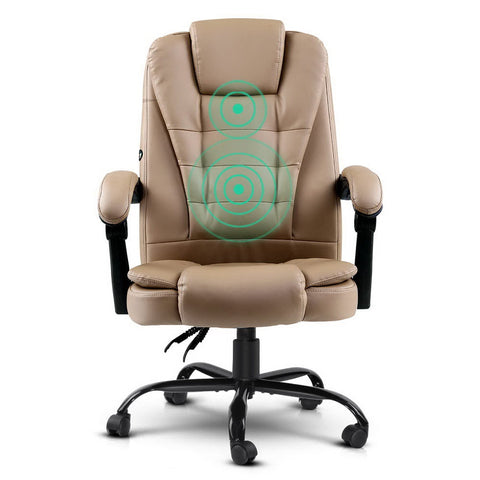 Artiss 2 Point Massage Office Chair PU Leather Espresso Chez Guru