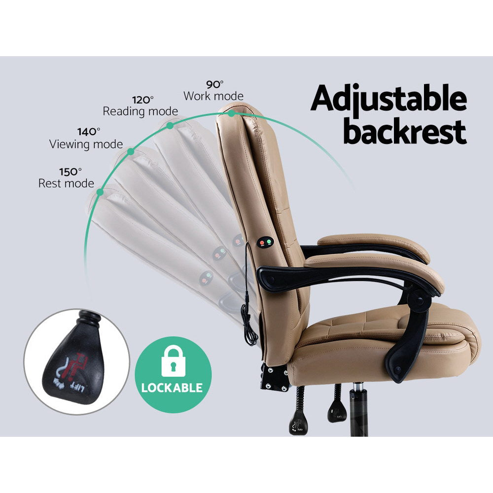 Artiss 2 Point Massage Office Chair PU Leather Espresso Chez Guru