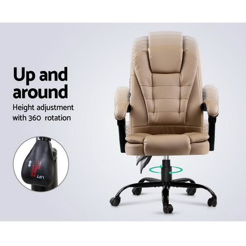 Artiss 2 Point Massage Office Chair PU Leather Espresso Chez Guru