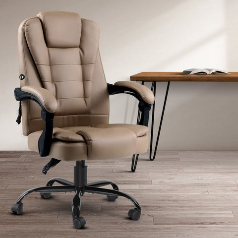Artiss 2 Point Massage Office Chair PU Leather Espresso Chez Guru