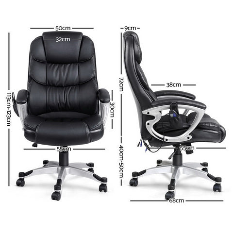 Artiss 8 Point Massage Office Chair Heated Seat PU Black Chez Guru