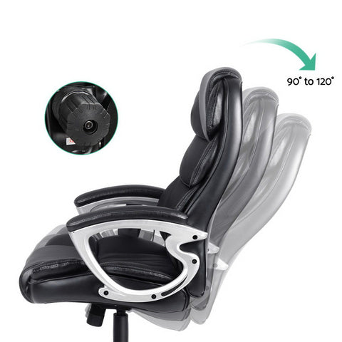 Artiss 8 Point Massage Office Chair Heated Seat PU Black Chez Guru