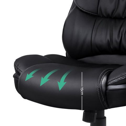 Artiss 8 Point Massage Office Chair Heated Seat PU Black Chez Guru