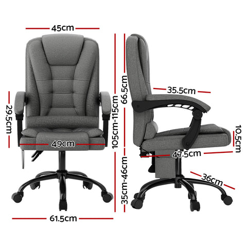 Artiss 2 Point Massage Office Chair Fabric Black Chez Guru
