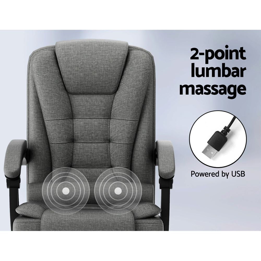 Artiss 2 Point Massage Office Chair Fabric Black Chez Guru