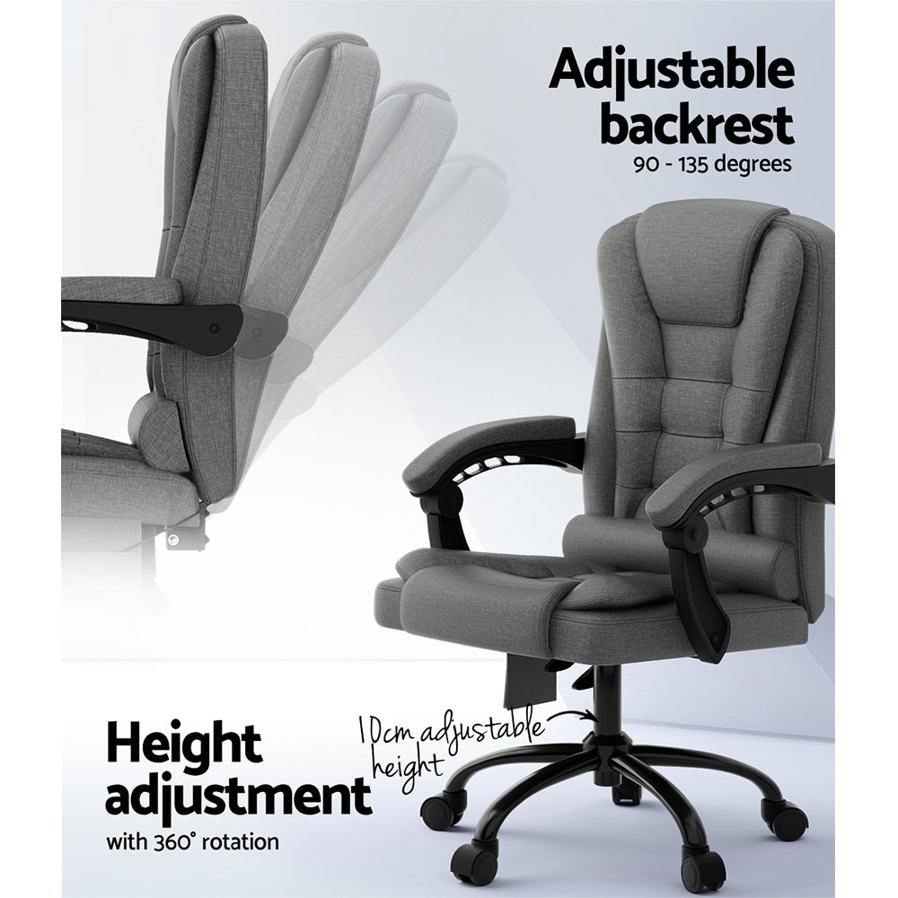 Artiss 2 Point Massage Office Chair Fabric Black Chez Guru