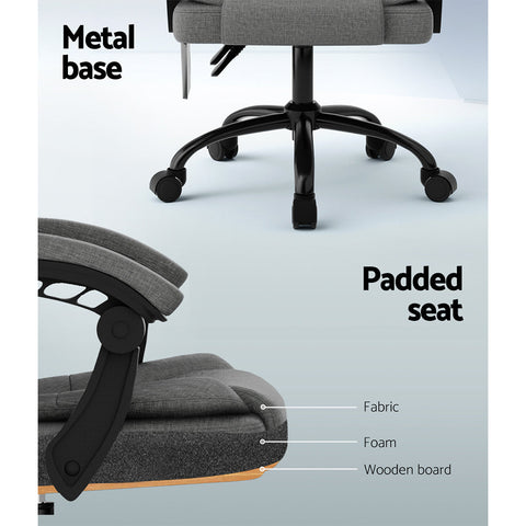 Artiss 2 Point Massage Office Chair Fabric Black Chez Guru