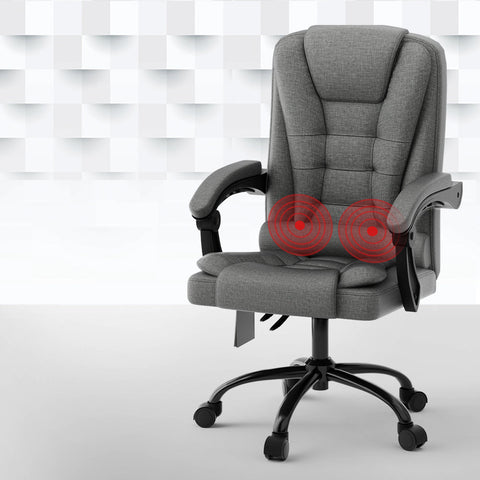 Artiss 2 Point Massage Office Chair Fabric Black Chez Guru