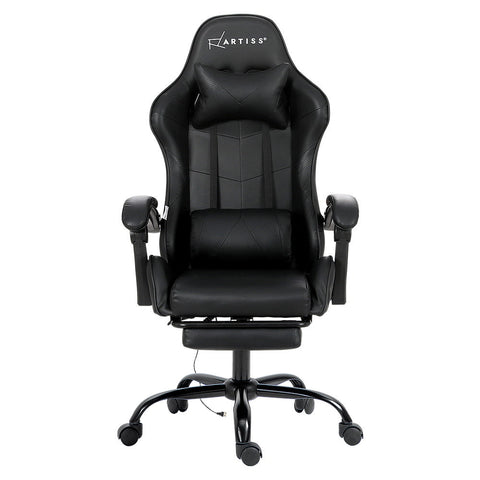 Artiss 2 Point Massage Gaming Office Chair Footrest Black Chez Guru