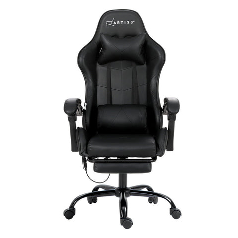 Artiss 6 Point Massage Gaming Office Chair Footrest Black Chez Guru