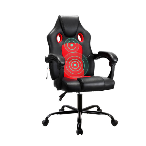 Artiss 2 Point Massage Gaming Office Chair PU Leather Red Chez Guru