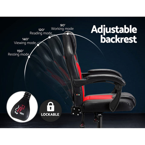 Artiss 2 Point Massage Gaming Office Chair PU Leather Red Chez Guru
