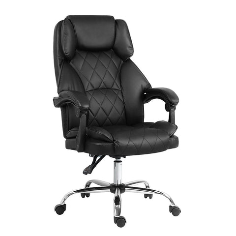 Artiss Executive Office Chair Leather Recliner Black Chez Guru