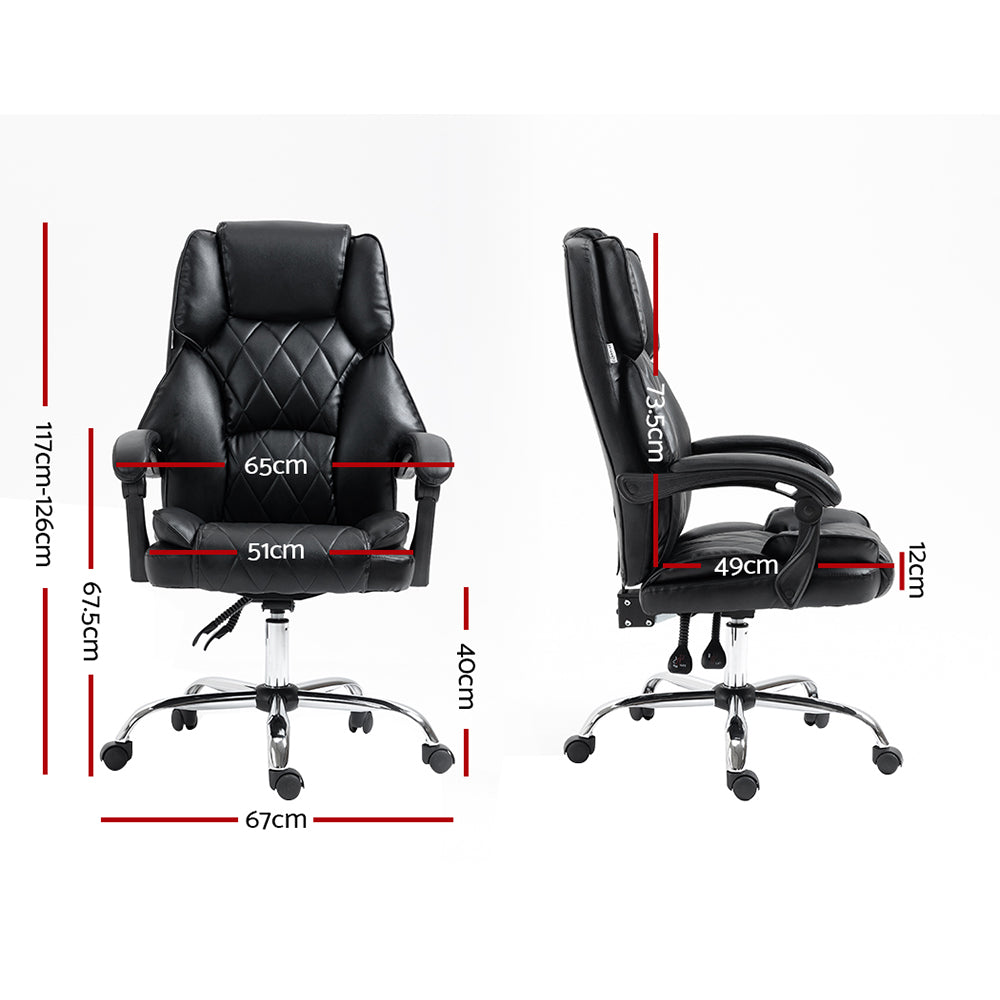 Artiss Executive Office Chair Leather Recliner Black Chez Guru
