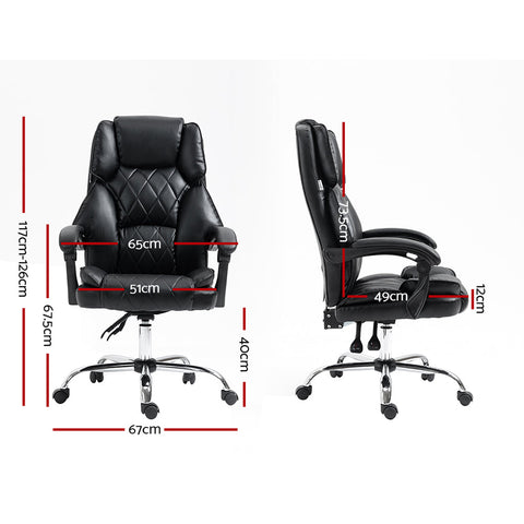 Artiss Executive Office Chair Leather Recliner Black Chez Guru