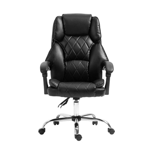 Artiss Executive Office Chair Leather Recliner Black Chez Guru