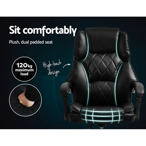 Artiss Executive Office Chair Leather Recliner Black Chez Guru