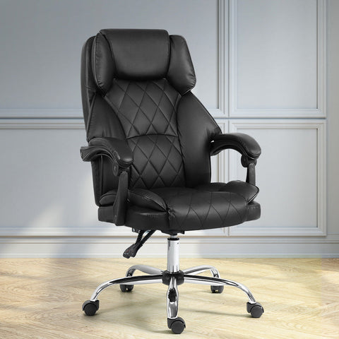 Artiss Executive Office Chair Leather Recliner Black Chez Guru