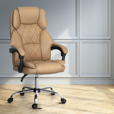 Artiss Executive Office Chair Leather Recliner Espresso Chez Guru
