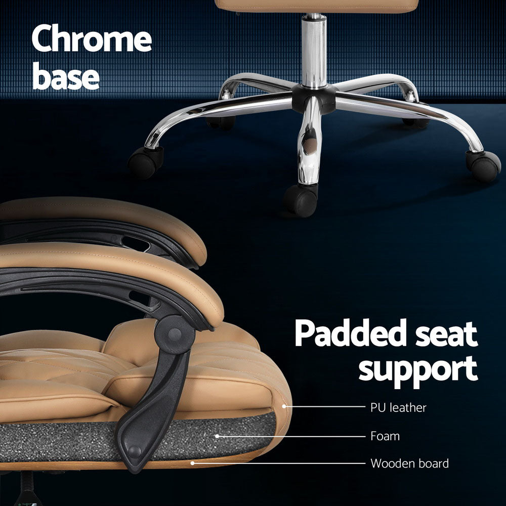 Artiss Executive Office Chair Leather Recliner Espresso Chez Guru