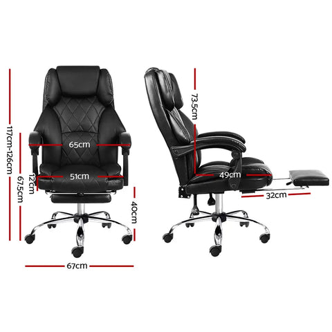 Artiss Executive Office Chair Leather Footrest Black Chez Guru