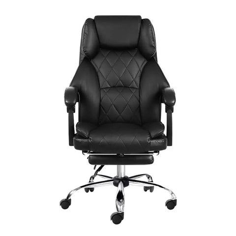 Artiss Executive Office Chair Leather Footrest Black Chez Guru