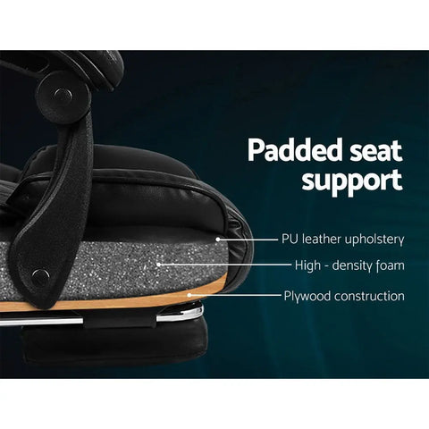 Artiss Executive Office Chair Leather Footrest Black Chez Guru
