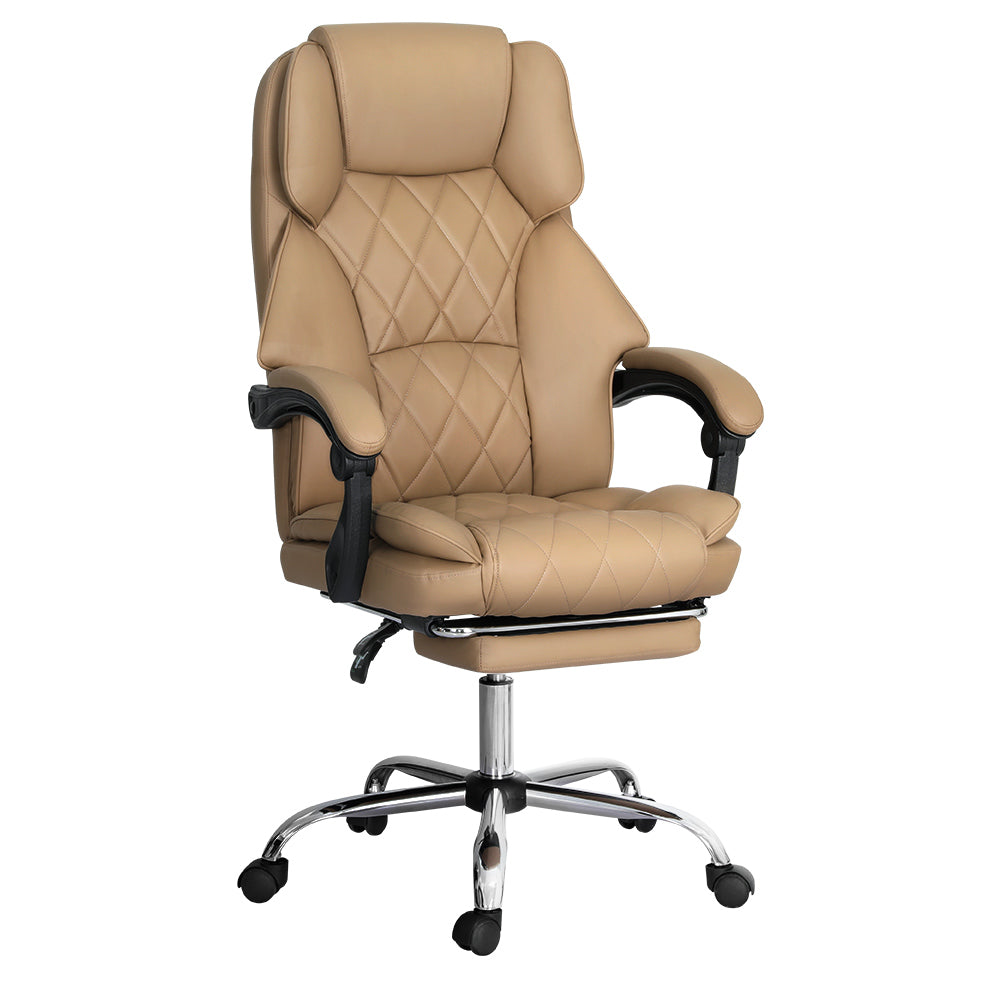 Artiss Executive Office Chair Leather Footrest Espresso Chez Guru