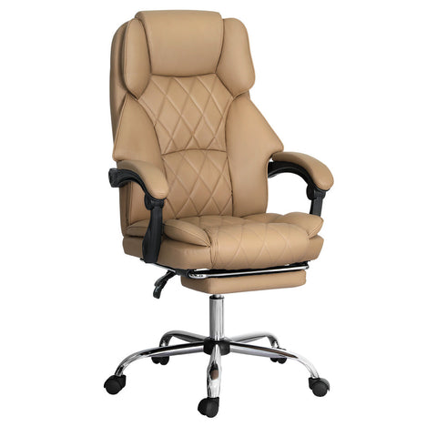 Artiss Executive Office Chair Leather Footrest Espresso Chez Guru
