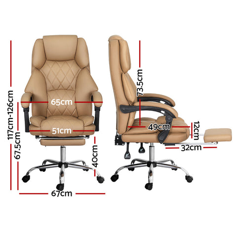 Artiss Executive Office Chair Leather Footrest Espresso Chez Guru