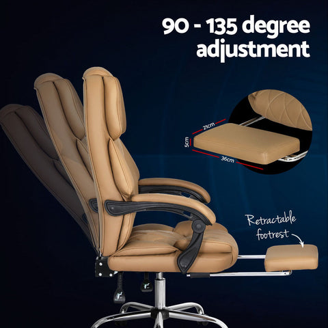 Artiss Executive Office Chair Leather Footrest Espresso Chez Guru