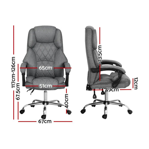 Artiss Executive Office Chair Recliner Grey Chez Guru