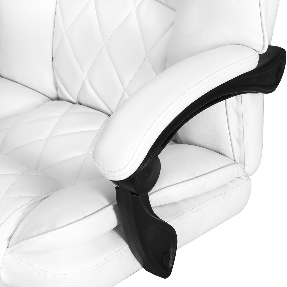 Artiss Executive Office Chair Leather Recliner White Chez Guru