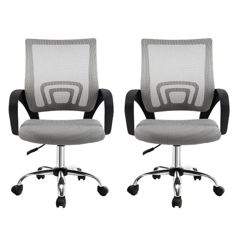 Artiss 2x Mesh Office Chair Mid Back Grey Chez Guru