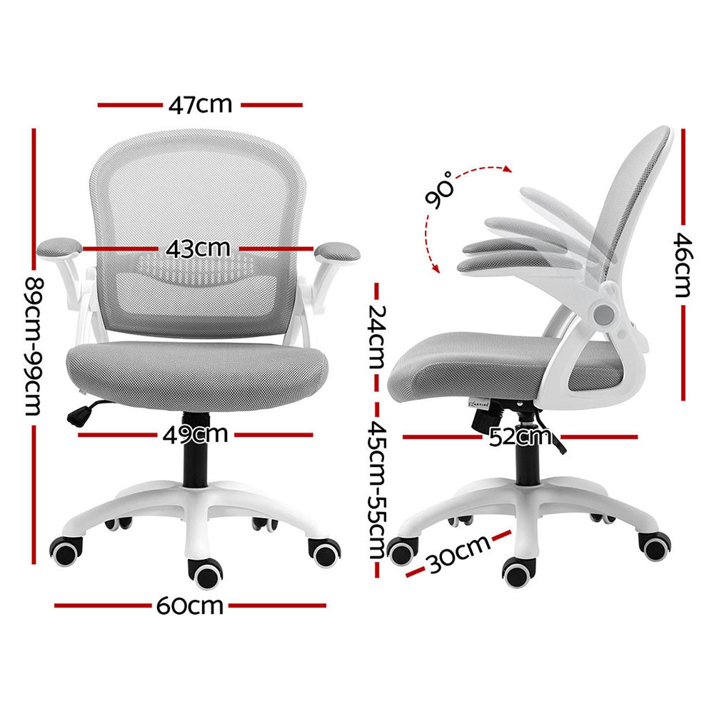 Artiss 2x Mesh Office Chair Computer Gaming Desk Chairs Work Study Mid Back Grey Chez Guru