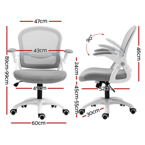 Artiss 2x Mesh Office Chair Computer Gaming Desk Chairs Work Study Mid Back Grey Chez Guru