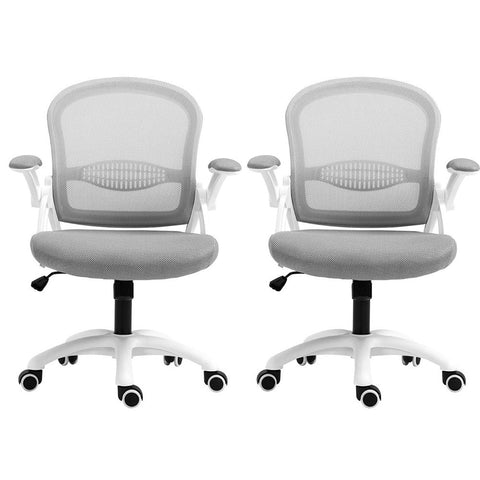 Artiss 2x Mesh Office Chair Computer Gaming Desk Chairs Work Study Mid Back Grey Chez Guru