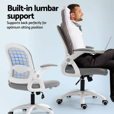 Artiss 2x Mesh Office Chair Computer Gaming Desk Chairs Work Study Mid Back Grey Chez Guru