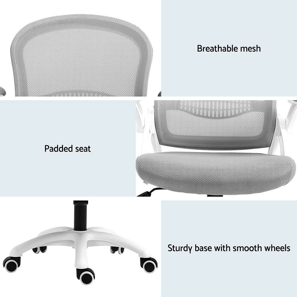 Artiss 2x Mesh Office Chair Computer Gaming Desk Chairs Work Study Mid Back Grey Chez Guru