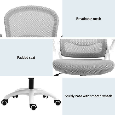 Artiss 2x Mesh Office Chair Computer Gaming Desk Chairs Work Study Mid Back Grey Chez Guru
