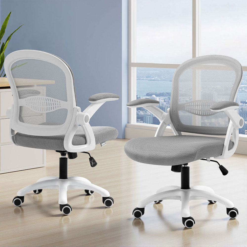Artiss 2x Mesh Office Chair Computer Gaming Desk Chairs Work Study Mid Back Grey Chez Guru