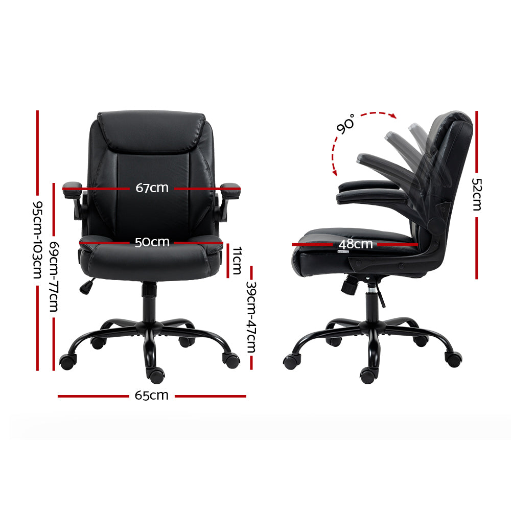 Artiss Executive Office Chair Mid Back Black Chez Guru