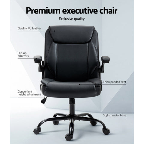 Artiss Executive Office Chair Mid Back Black Chez Guru