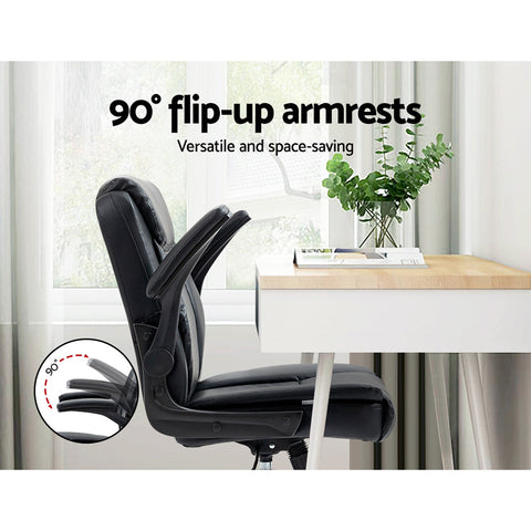 Artiss Executive Office Chair Mid Back Black Chez Guru