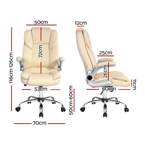 Artiss Executive Office Chair Leather Tilt Beige Chez Guru