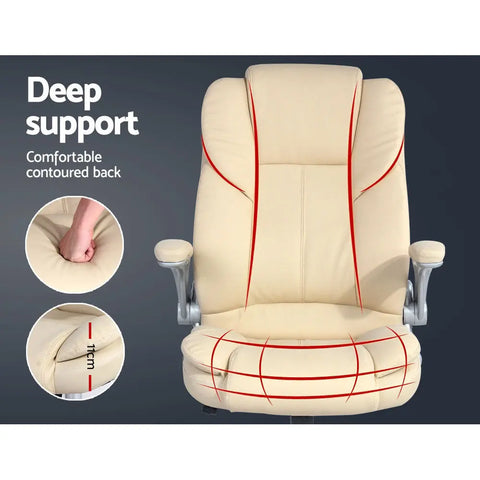 Artiss Executive Office Chair Leather Tilt Beige Chez Guru
